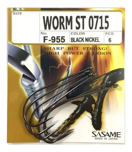 Anzuelo Sasame Worm St0715 De Ojal Con Reten De Carnada