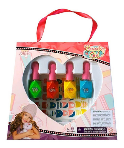 Set Infantil Beauty Girl 4 Esmaltes De Uñas Para Niñas Febo