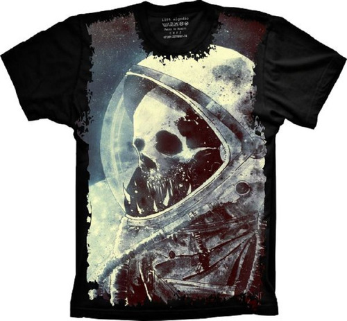 Camiseta Frete Grátis Plus Size Cranio Caveira Astronauta