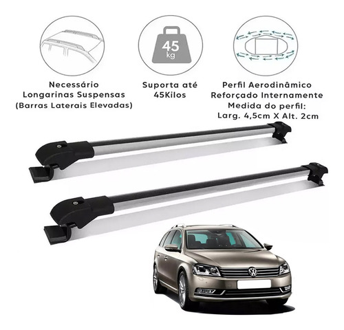 Rack De Teto Travessa Jetta Variant 2014 Slim Prata