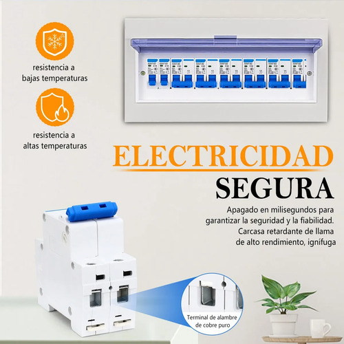 2pc Interruptor Termomagnetico Ac Riel Din 2 Polos 120/220 V