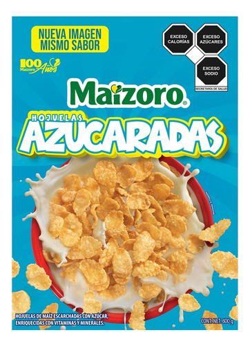 2 Pzs Maizoro Cereal De Hojuelas De Maíz Con Azúcar 600gr