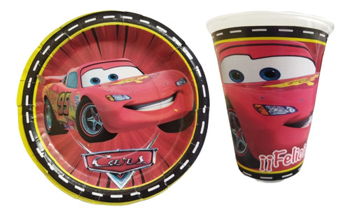 Paquete Fiesta Cumpleaños Vaso Plato Cars 15 Niños 