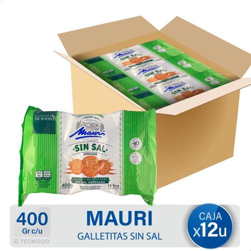 Caja Galletitas Sin Sal Mauri Crackers Bajo Sodio Pack