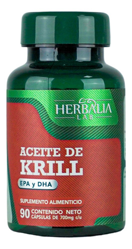 Aceite De Krill Puro Herbalia Lab Rico Epa Y Dha 90 Cáps Vitaminas Sabor Sin Sabor