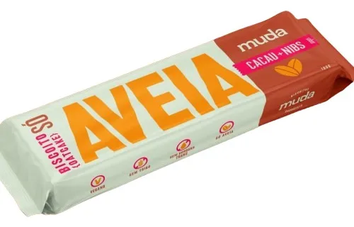 Biscoito Saudável Só De Aveia Oatcake Cacau + Nibs 100g