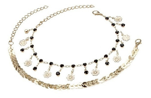 Pulsera De Tobillo Tobillera De 2 Piezas Diseño Flores