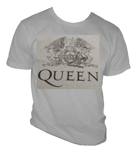 Playera Gris De Marca Queen Logo Negro Rock Bk