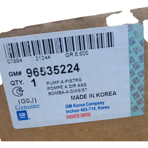 Bomba Direccion Aveo Gm96535224