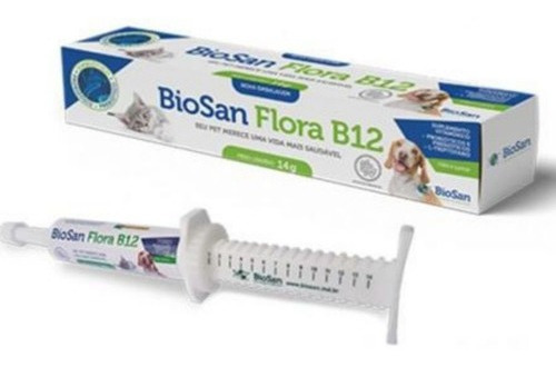 Biosan Flora B12 Probióticos E Prebióticos Cães E Gatos 14g