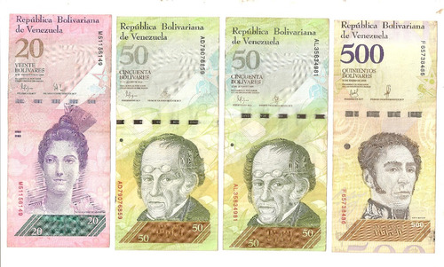 Billetes De  20 50 100 500 Bolívares Con Errores