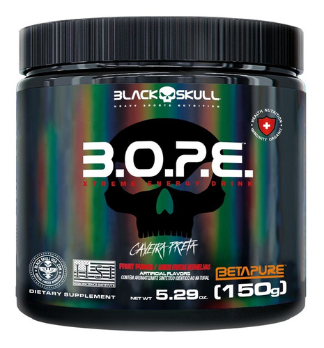 Pre Treino Bope 150g - Black Skull - Caveira Preta Original