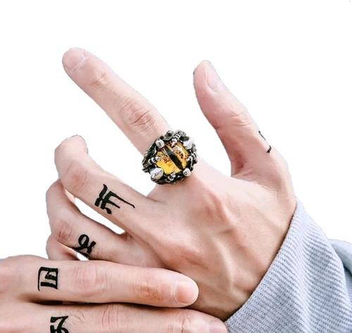 Anillo Garra Y Ojo Yellow Hombre Moda Masculina 2019