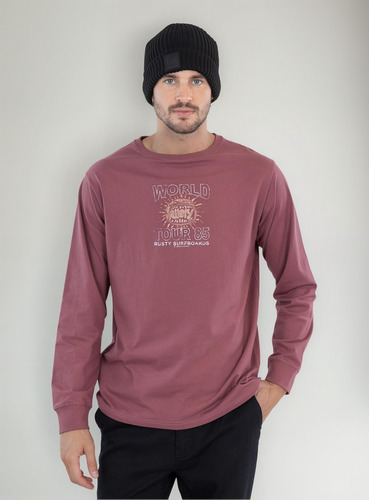 Polera Ml Offtrack Burdeo Hombre Rusty