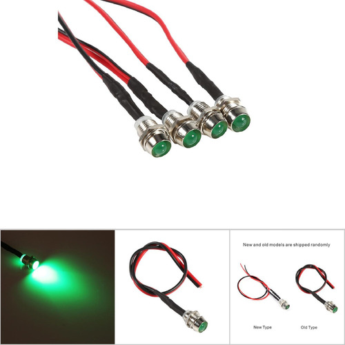 4 Luces De Advertencia De Piloto De Panel Led Verde, 12 V, 8