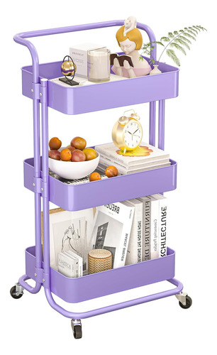 Carrito Metálico De 3 Niveles Con Ruedas Organizador Multifu
