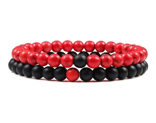  Conjunto Pulseras Piedras Naturales Lava Matte Para Pareja 