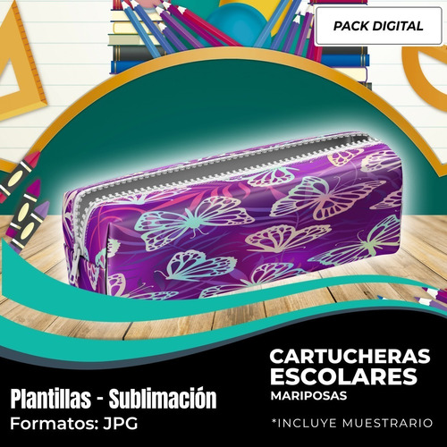 Kit Imprimible Plantilla Diseño Cartuchera Mariposas M7