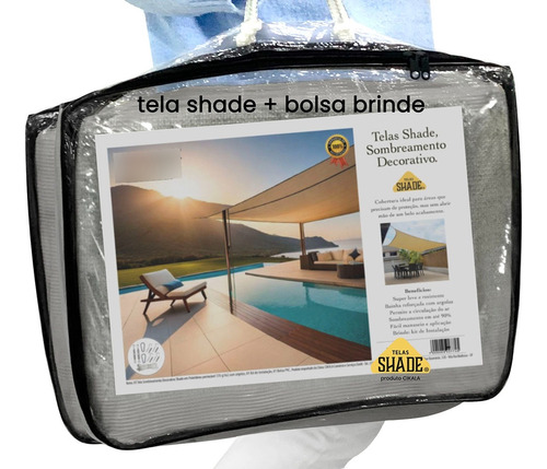 Toldo Super Sombra Shade Retangular Cinza 4x2 Mts