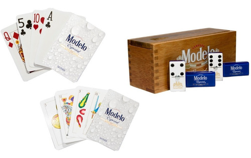 Dominó Caja Madera + 1 Española + 1 Poker: Cerveza Modelo
