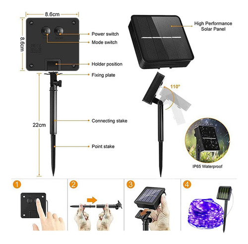 Paquete De 2 200 Luces Led Moradas Impermeables Para Exterio