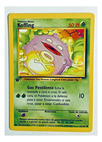 Cartas Pokemon Koffing 51/102 1d Ed Español Base Set 