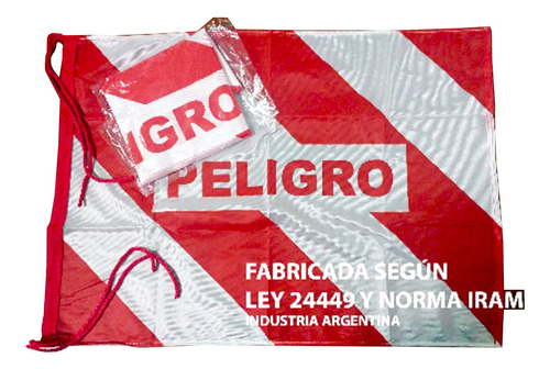 100 Banderas De Peligro 50x70cm Reforzadas Vial Ley 24449