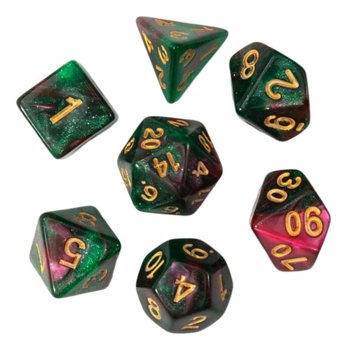 2 Conjunto De Dados Poliédricos 7x D4-d20 Vermelho Verde
