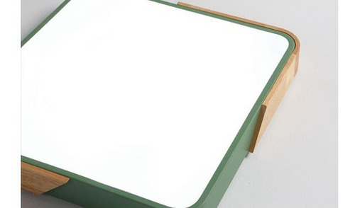 Imagen 4 de 5 de Luminaria Plafón Cuadrado De Techo Led Nórdico Madera Verde