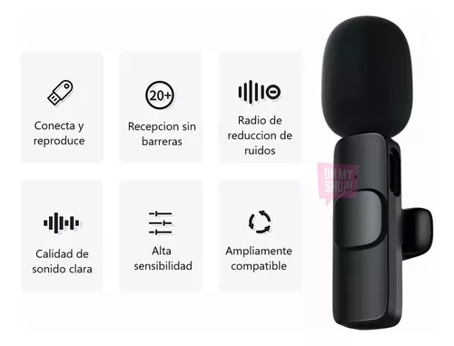 Micrófono Inalámbrico Corbatero Celular iPhone Android Usb C Color Negro