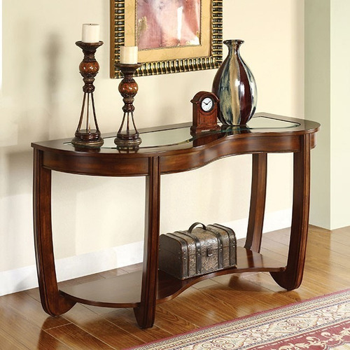 Imagen 2 de 4 de Mesa Recibidor De Madera Y Cristal Elegante Y Contemporánea