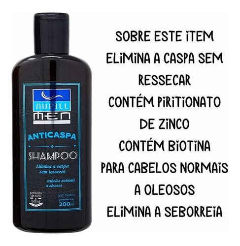 Shampoo Anticaspa Nupill Men Cabelos Livre De Caspa 200ml