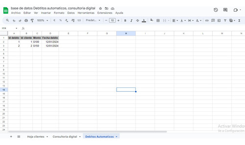 Base De Datos Debtitos Automaticos, Consultoria Digital