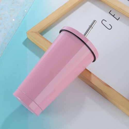 2x 500ml Taza De Acero Inoxidable De Vidrio Para Beber Con