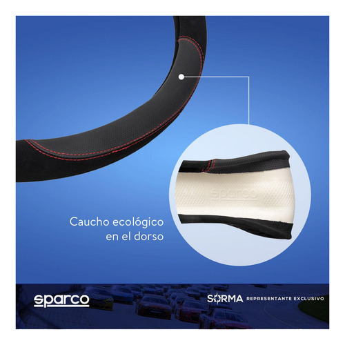 Imagen 6 de 9 de Cubre Volante Sparco Pvc+ Gamuza+ Caucho Ajuste Universal
