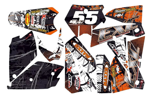 Kit Adesivo Moto Cross Trilha Ktm Exc 2005 0,60mm 3m Mt011