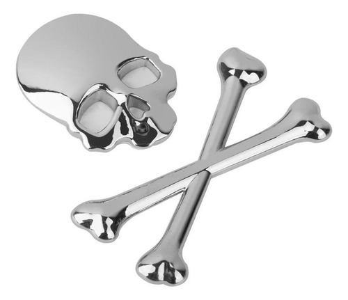 Pegatina Calcomanía Emblema Cráneo De Pirata Metal 3d