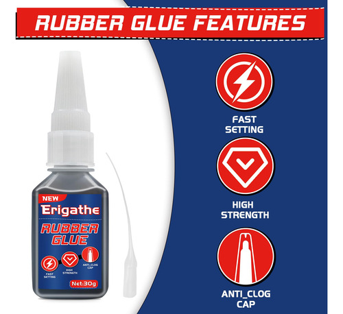 Pegamento De Goma Erigathe, 30 G, Negro, Para Caucho, Zapato