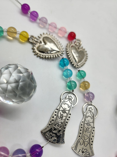 Atrapasol Virgen De Guadalupe Con Corazon Mexicano Plateado