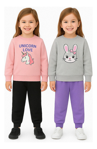 Kit 2 Moletons Infantil Inverno Quentinho Menino Menina