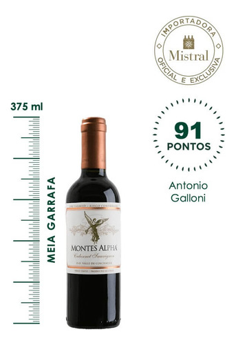 Vinho Montes Alpha Cabernet Sauvignon 2019 Meia Gfa 375ml