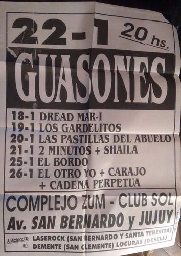 Guasones - Afiche Publicitario - 22/01 Complejo Zum