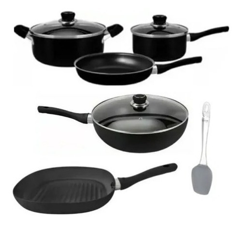 Set 8 Pz Cacerola Sart Wok Tapa Bif 2mm Teflon Hudson