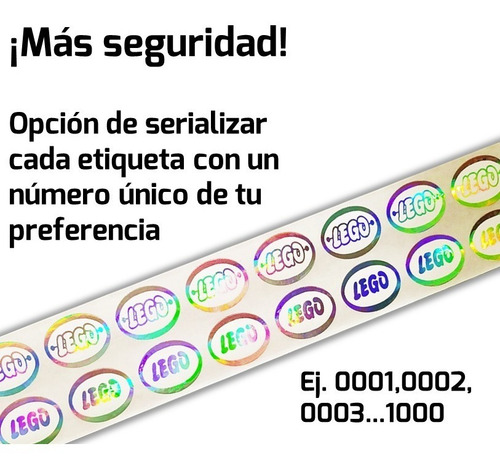 1000 Hologramas Ovalados 30x25 Mm Logo Texto Numero Serie