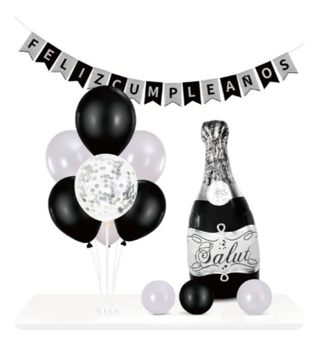 Kit Decorativo De Globos Con Pedestal Para Cumpleaños Adulto