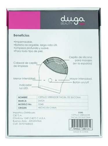 Limpiador Vibrador Facial De Silicona Recargable Duga D345