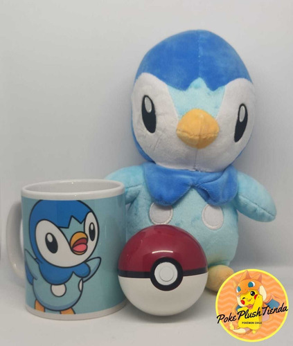 Imagen 2 de 4 de Piplup Peluche Pokemon Promo Con Taza Y Pokebola Envíogratis