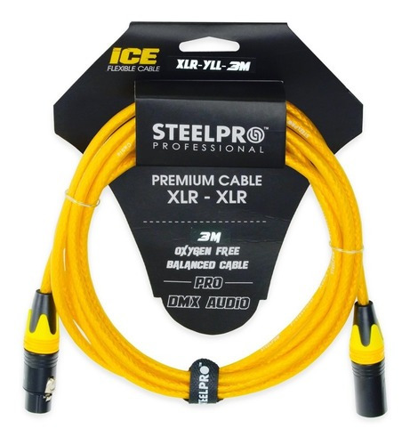 Cable Xlr 3m Balanceado Steelpro Xlr-yll-3m Jack-plug Profesional
