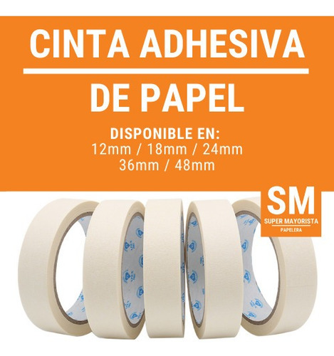 Imagen 3 de 9 de Cinta De Papel Enmascarar P/pintor 48mm X 50m Pack X18u