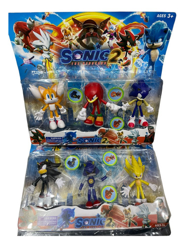 Blister Sonic 2 The Hedgehog X3 Personajes + Tazos